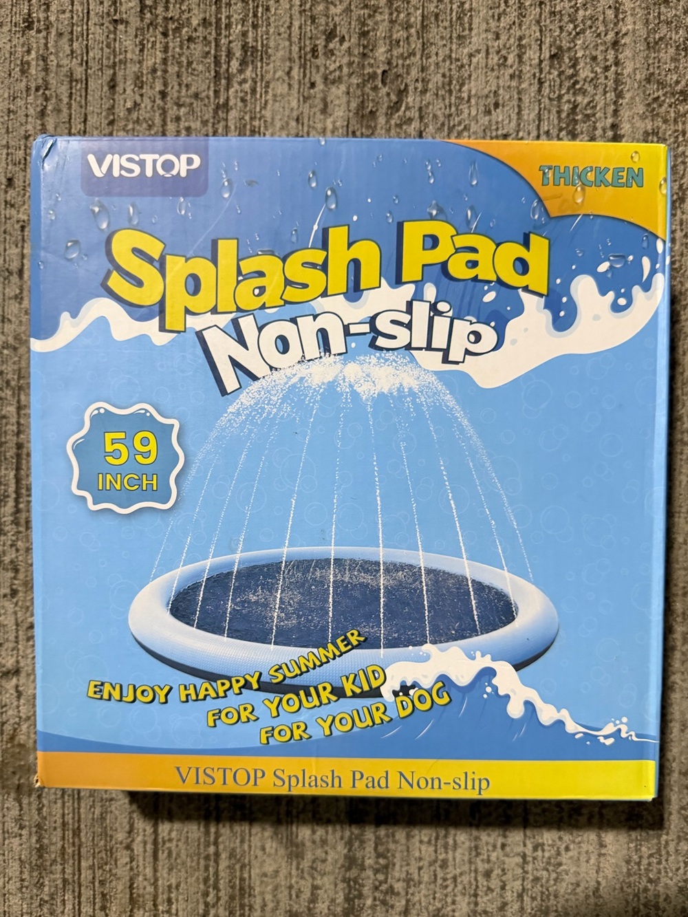 VISTOP Non-Slip Splash Pad for Kids and Dog 59" THICKENED Materials New Sealed